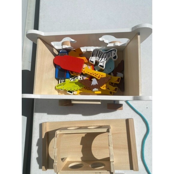 Wooden Noah's Ark Pull Toy Boat Animal Shape Sorter Painted Bible Story Toddler - Picture 13 of 16